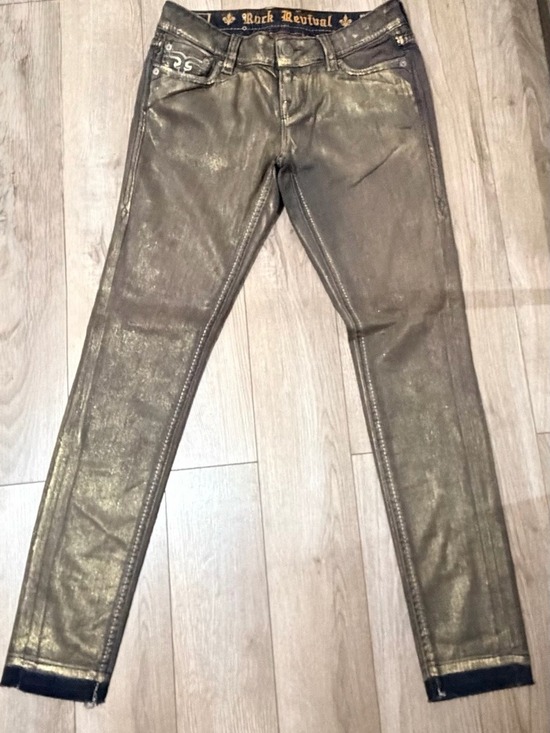 Rock Revival Denim - Rock Revival Amelia Jeans Metallic Bronze Skinny NWOT